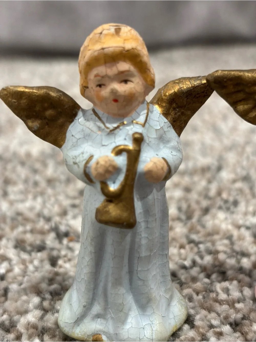 Vintage 1940s Paper Mache Angle Ornaments US Zone Western Germany Set of 3